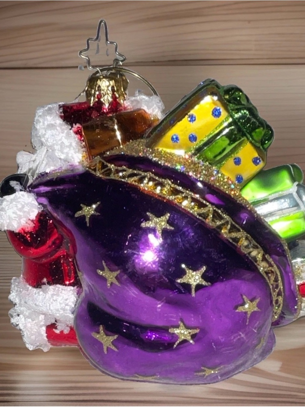 2007 Christopher Radko SANTA IN HIS STRIDE Blown Glass Ornament TLC As Is lovely